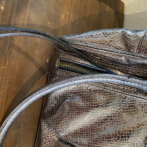Botkier Jackie Pewter Snake Satchel Metallic Brand - Picture 2 of 15
